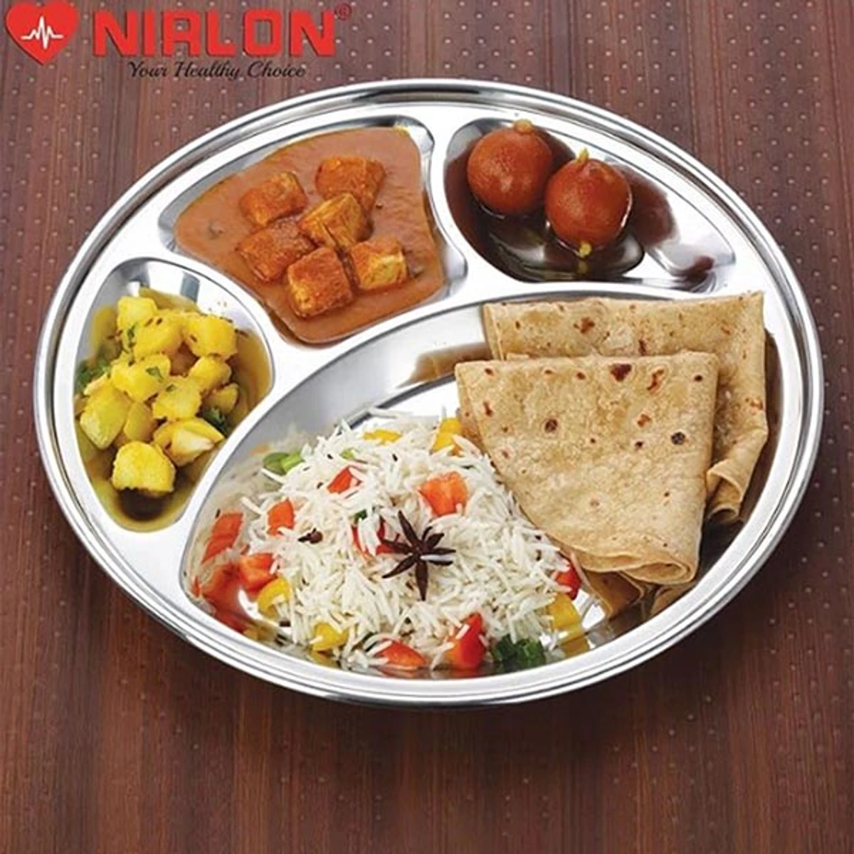 Stainless Steel 4 Chamber Lunch & Dinner Plate(3Pcs)