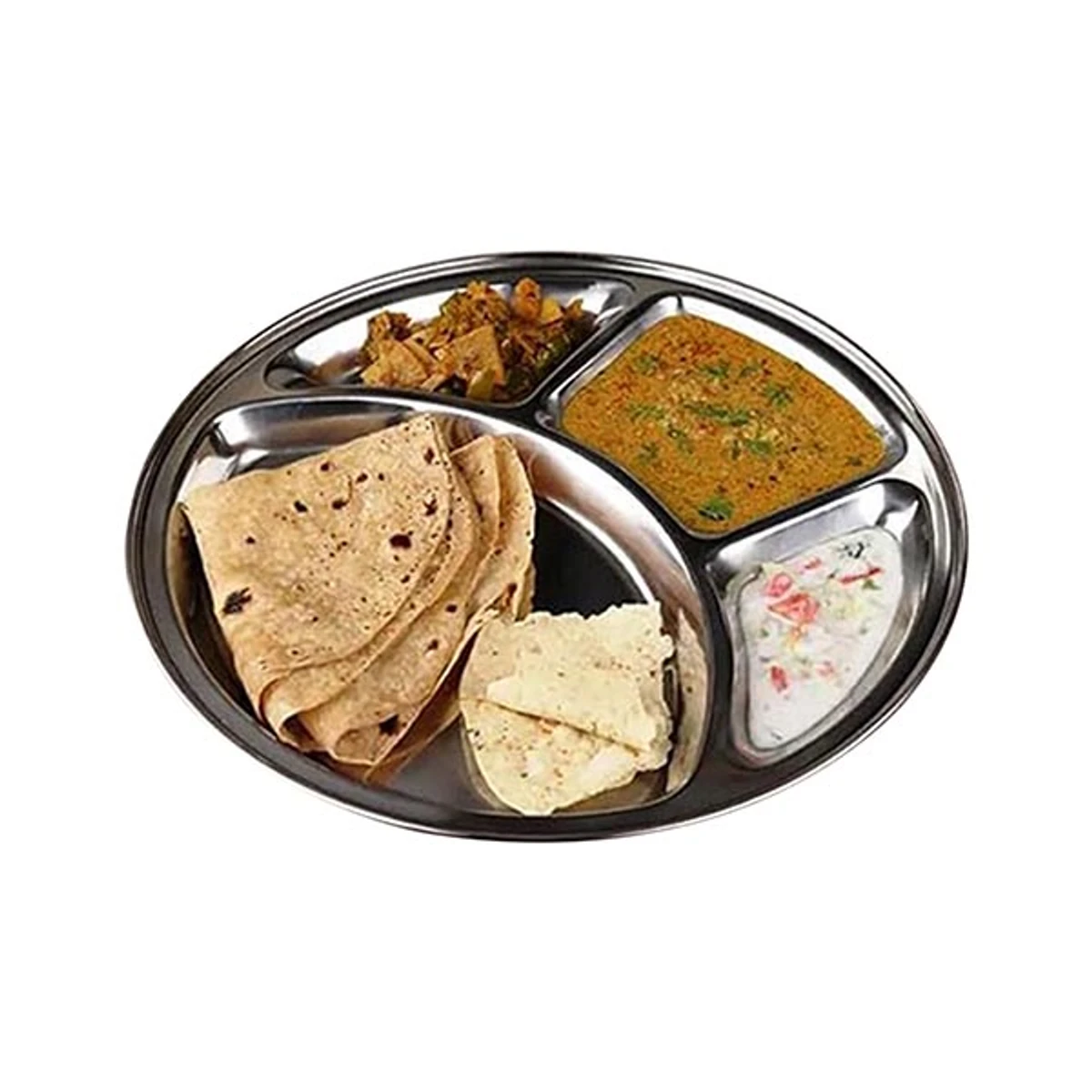 Stainless Steel 4 Chamber Lunch & Dinner Plate(1Pcs)