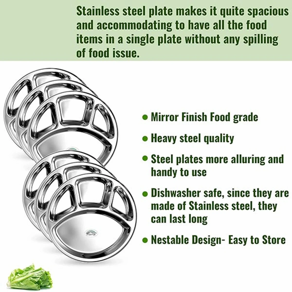 Stainless Steel 4 Chamber Lunch & Dinner Plate(1Pcs)